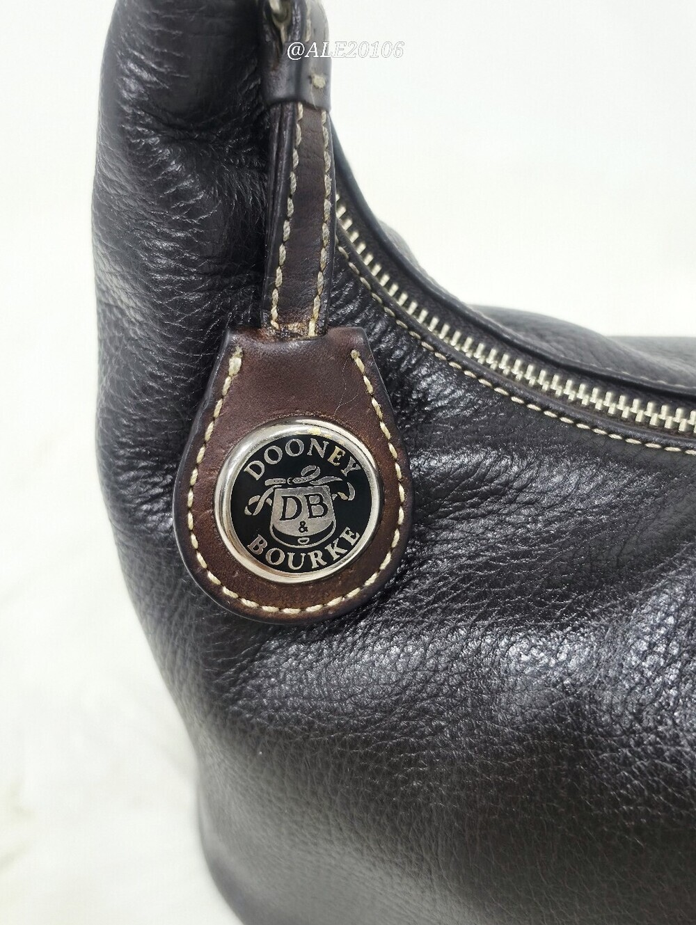 Dooney & Bourke Dark Brown Leather Hobo Shoulder Bag Pebbled Leather Purse - Picture 5 of 12
